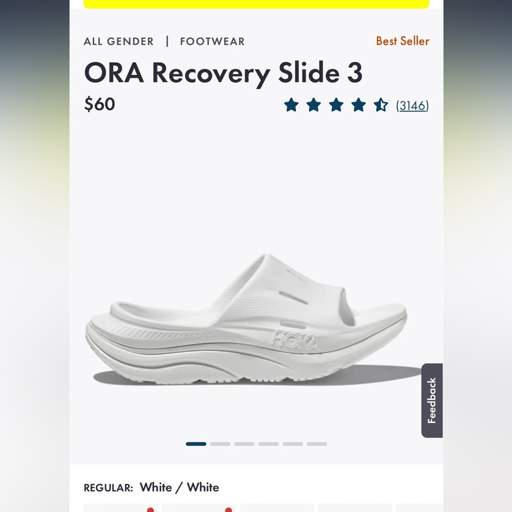 Hoka ORA Recovery Slide 3 White Sandals